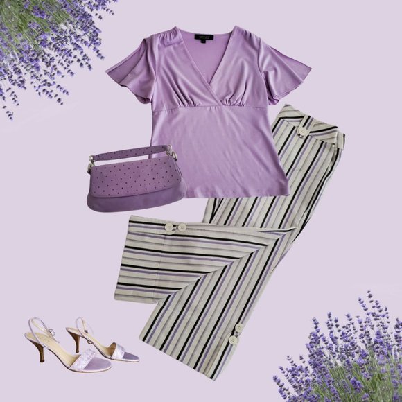 Ann Taylor Leather, Suede, & Brushed Silver Shoulder Handbag | NWOT | Lavender - Picture 10 of 14